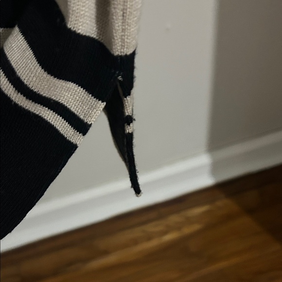 Sleeveless Cream Knit Midi Dress with Black Stripes - Picture 7 of 8